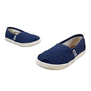 Tom’s Youth Navy Blue Denim Canvas Flat Shoes Sz Y13.5